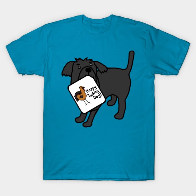 Cute Dog with Thanksgiving Turkey Greetings T-Shirt by ellenhenryart